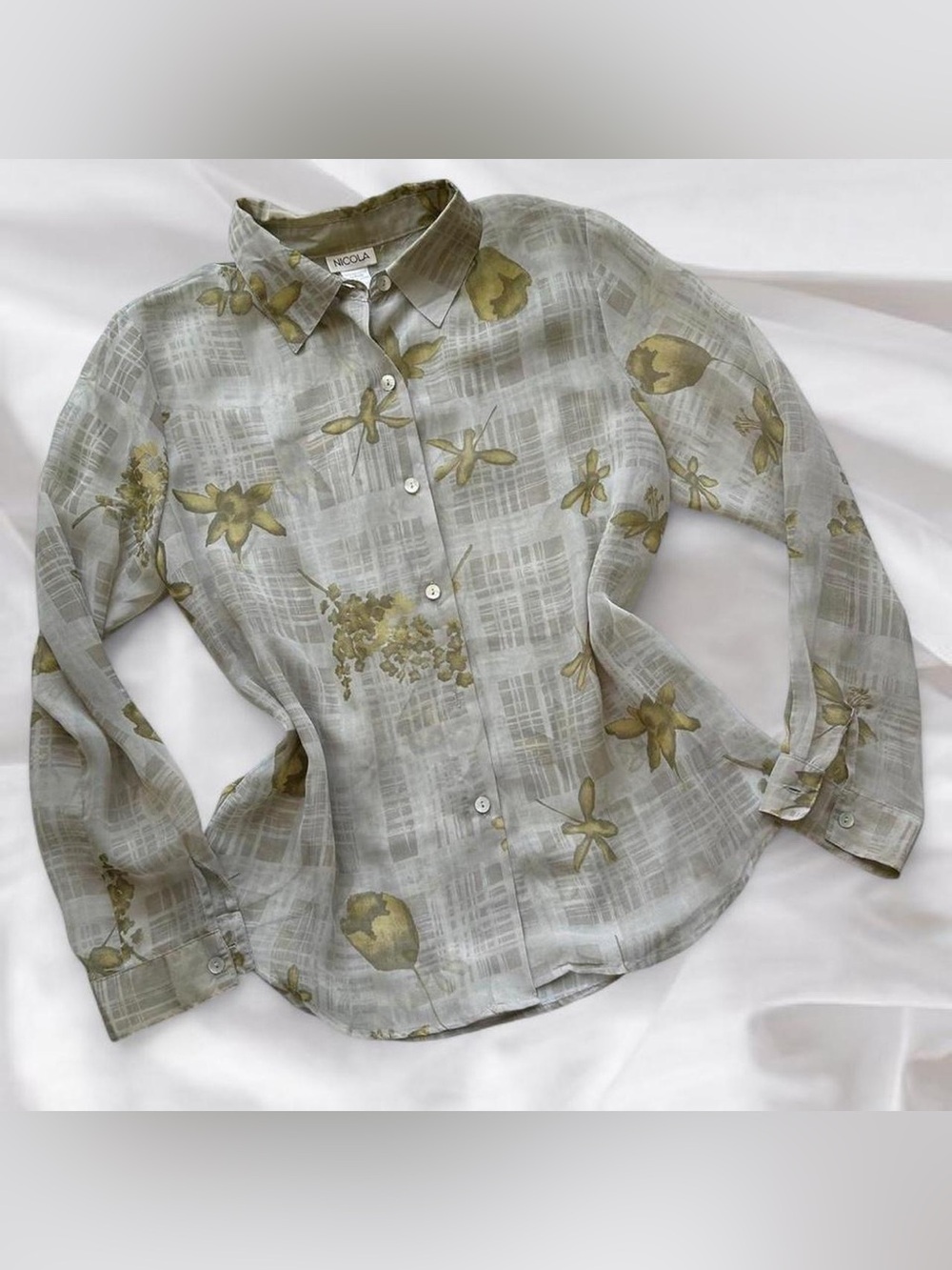 Green Sheer Button Down Top